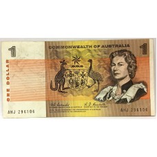 AUSTRALIA 1967 . ONE 1 DOLLAR BANKNOTE . COOMBS/RANDALL